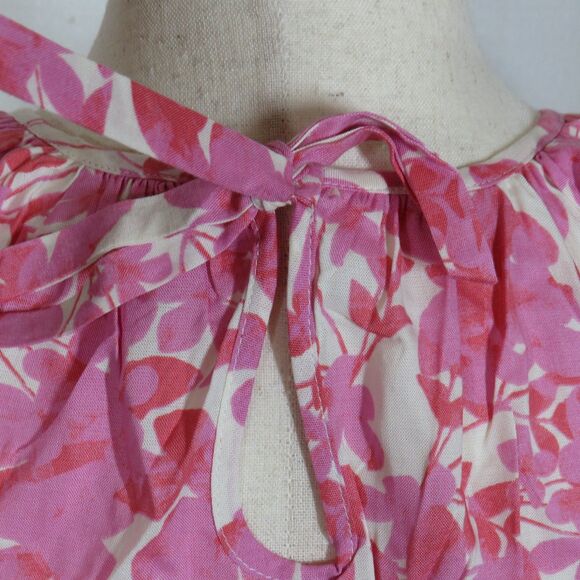 Candace Cameron Bure Pink Floral Flutter Sleeve Woven Top Size XXS - Picture 4 of 15